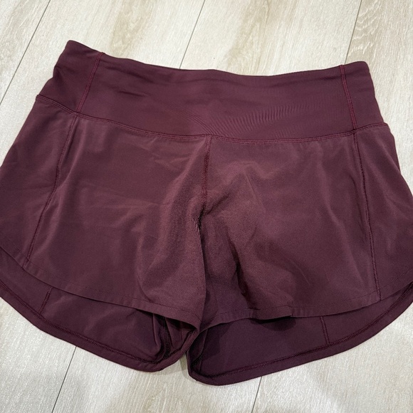 Lululemon Speed Up Shorts Burgundy Sz 6 - Picture 1 of 4